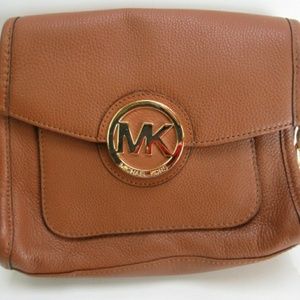 MK brown leather cross body